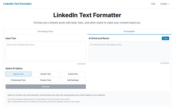 Screenshot of LinkedIn Text Formatter
