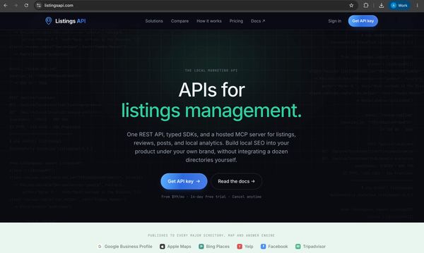 Screenshot of Listings API