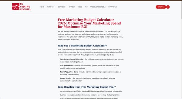 Screenshot of Marketing Budget Optimiser