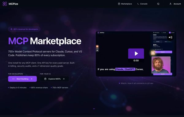 Screenshot of MCPize