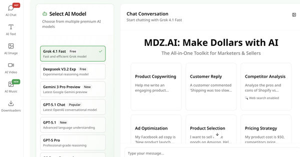 Screenshot of MDZ.AI