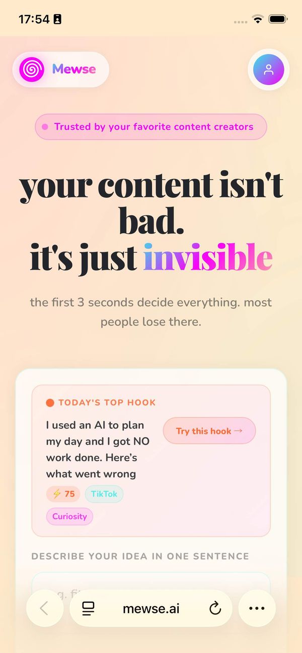Screenshot of Mewse