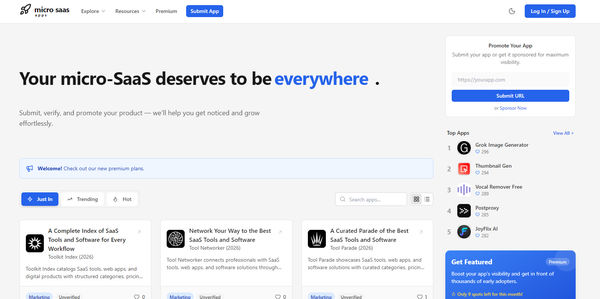 Screenshot of MicroSaaS Apps