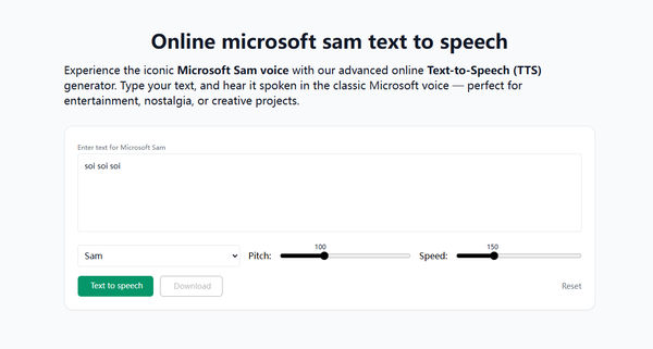 Screenshot of Microsoft Sam TTS