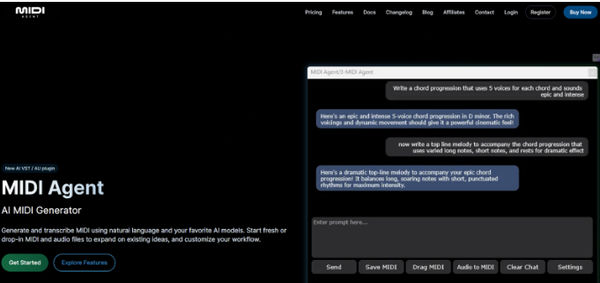 Screenshot of MIDI Agent