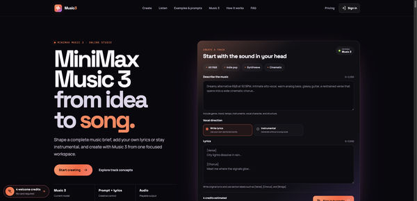 Screenshot of MiniMax Music 3