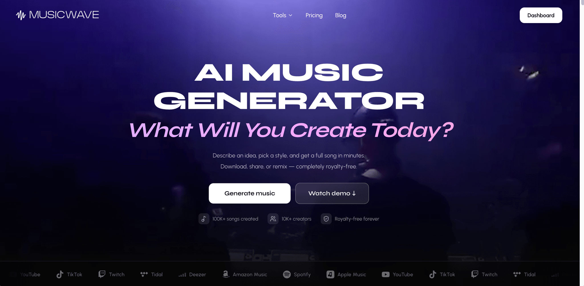 Screenshot of MusicWave.ai