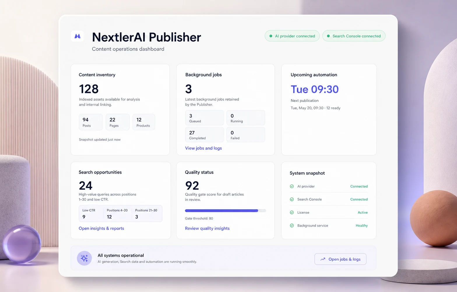 Screenshot of NextlerAI Publisher