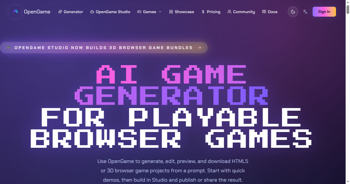 Screenshot of OpenGame