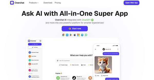 Screenshot of Overchat AI