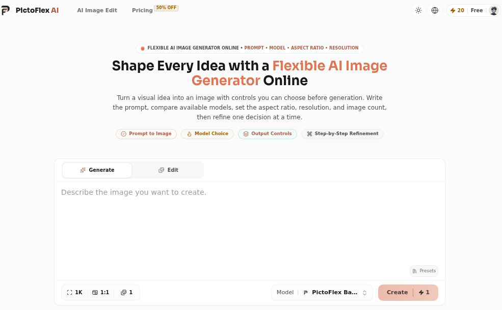 Screenshot of PictoFlex AI
