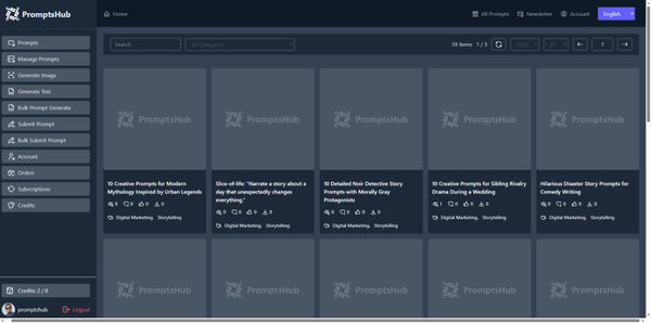 Screenshot of PromptsHub