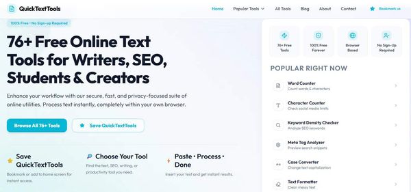 Screenshot of QuickTextTools