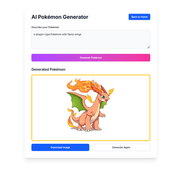 Screenshot of Random Pokémon Generator | AI Pokémon Generator