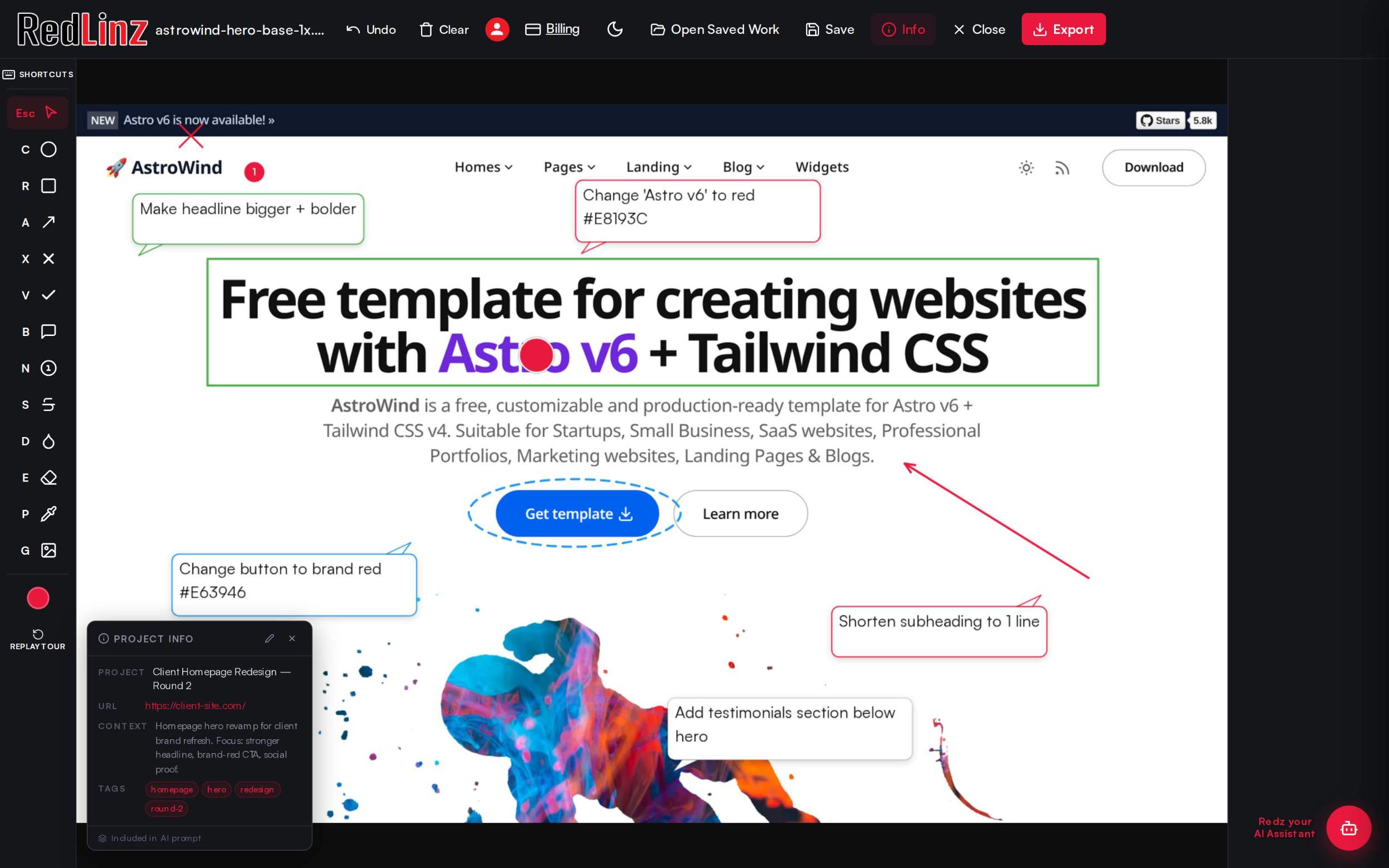 Screenshot of RedLinz