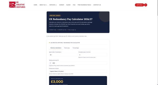 Screenshot of Redundancy Pay Calculator