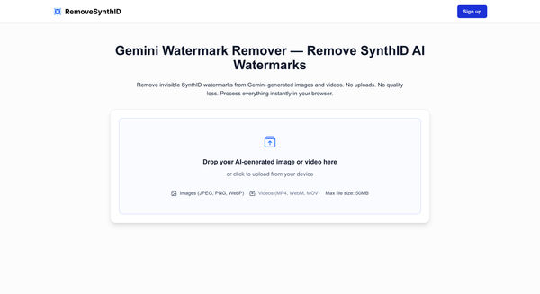 Screenshot of RemoveSynthID