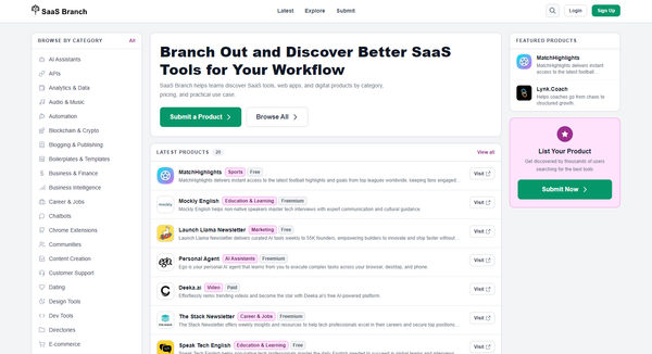 Screenshot of SaaS Branch