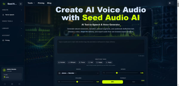 Screenshot of SeedAud AI