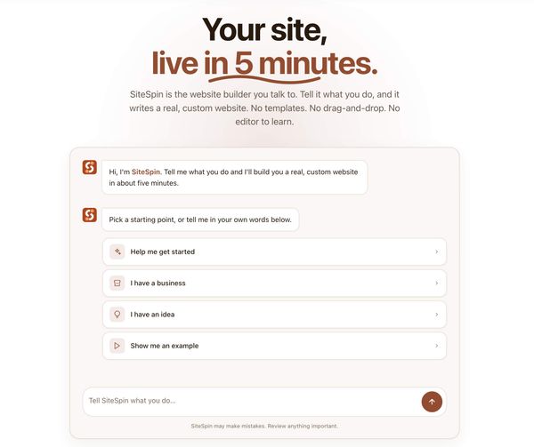 Screenshot of SiteSpin