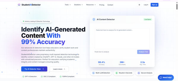 Screenshot of StudentAIDetector