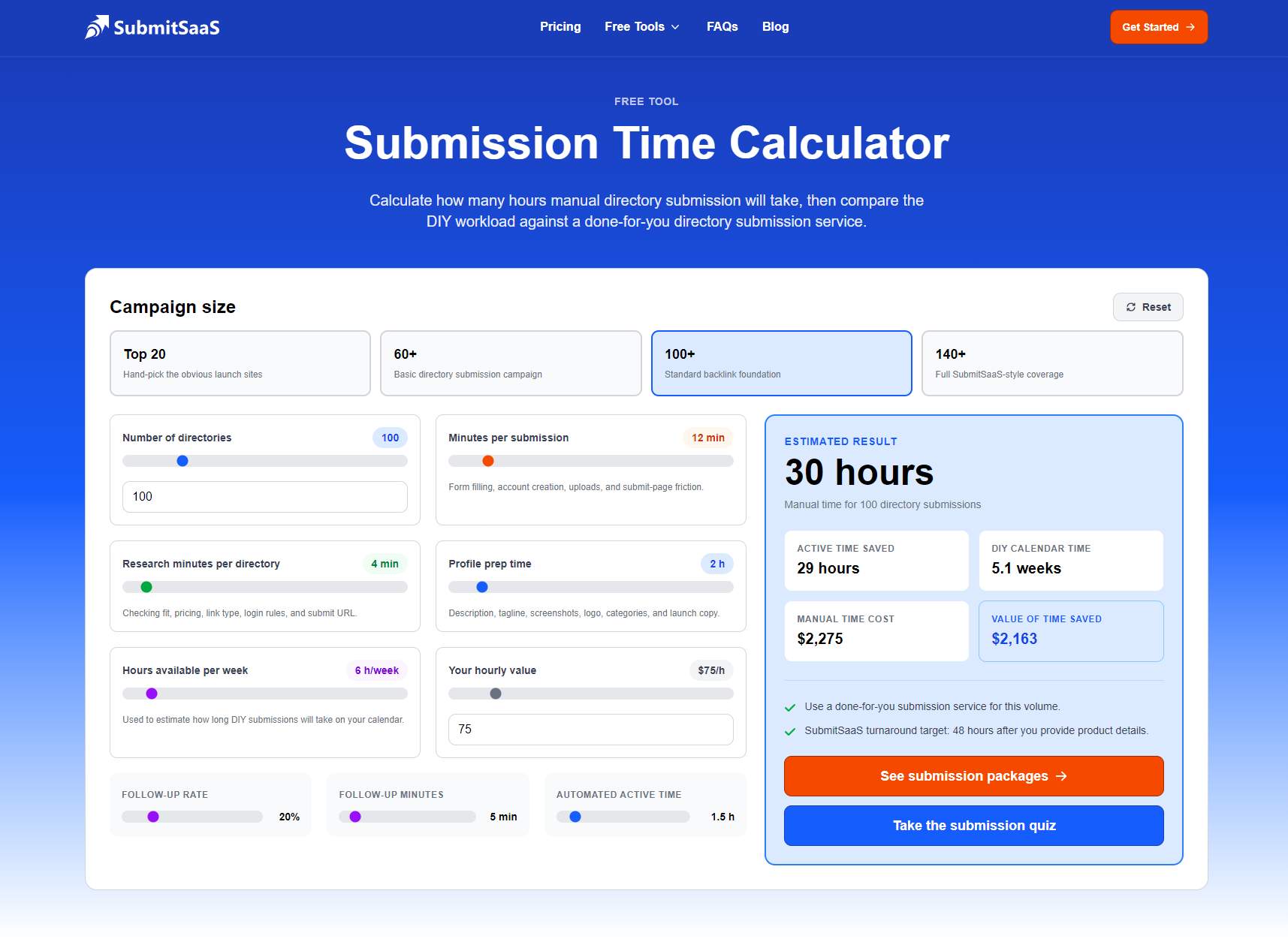 Screenshot of Submission Time Calculator
