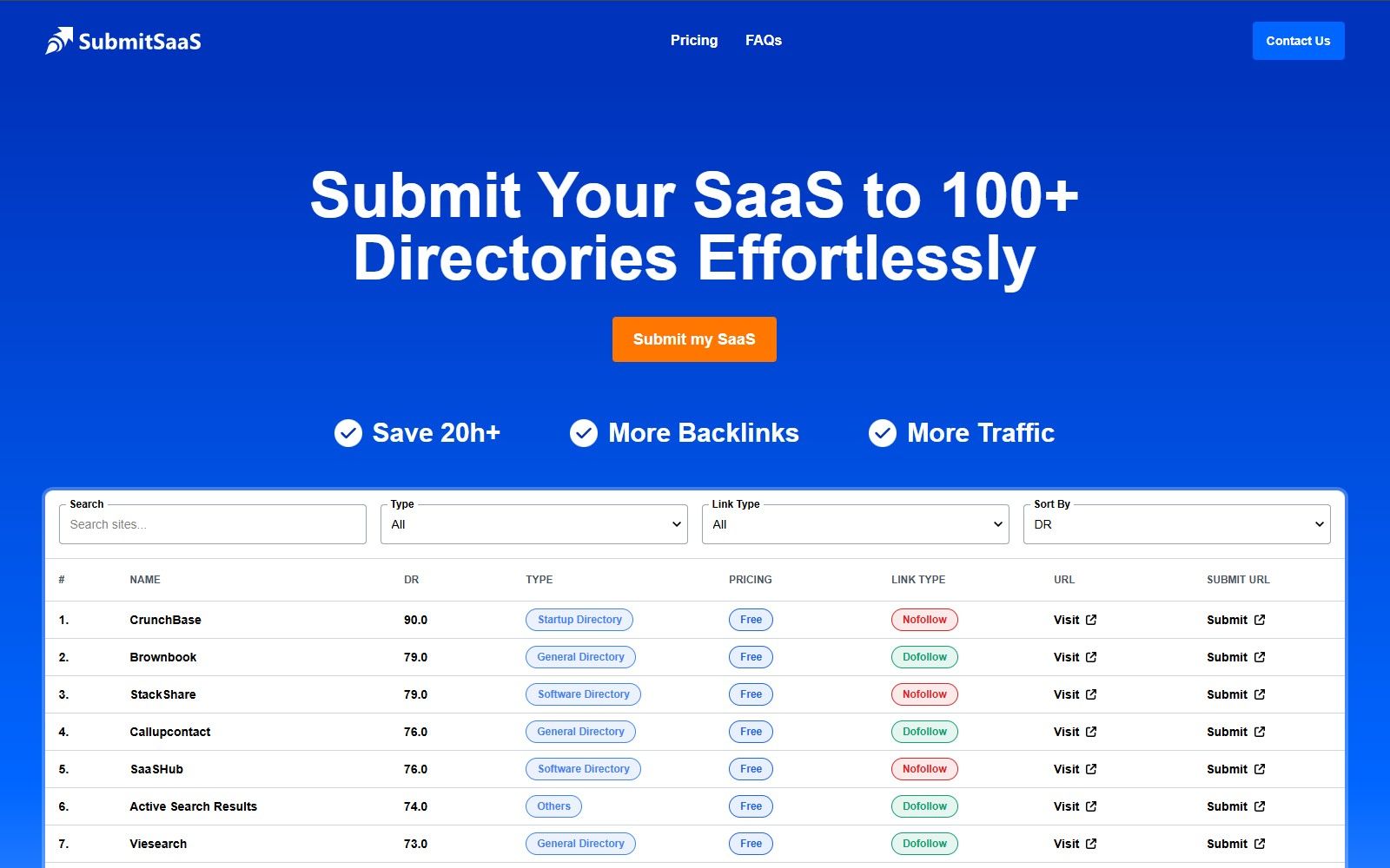 Screenshot of SubmitSaaS