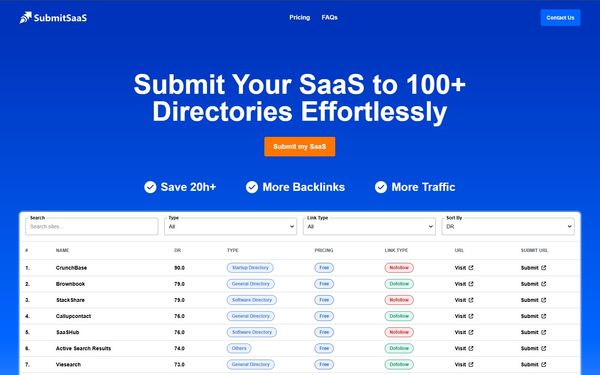 Screenshot of SubmitSaaS