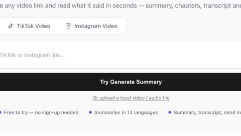 Screenshot of SummarizeVideoToText