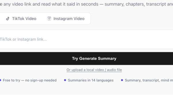 Screenshot of SummarizeVideoToText