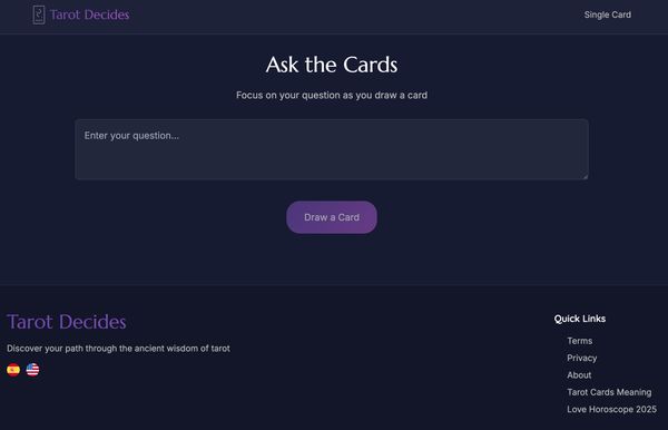 Screenshot of Tarot Decides