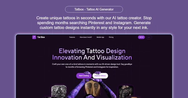 Screenshot of Tatbox – AI Tattoo Generator