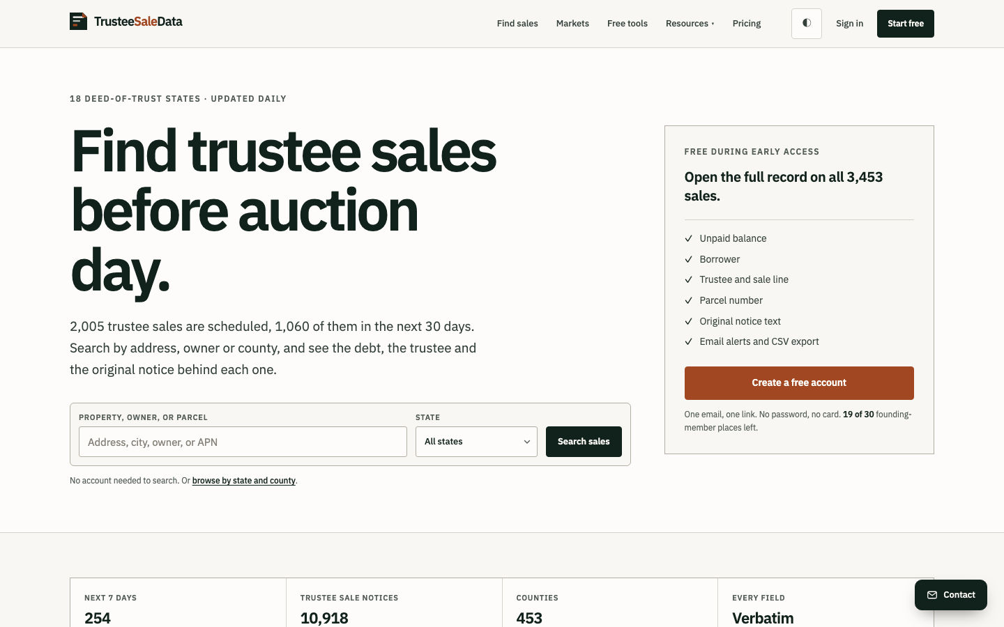Screenshot of TrusteeSaleData
