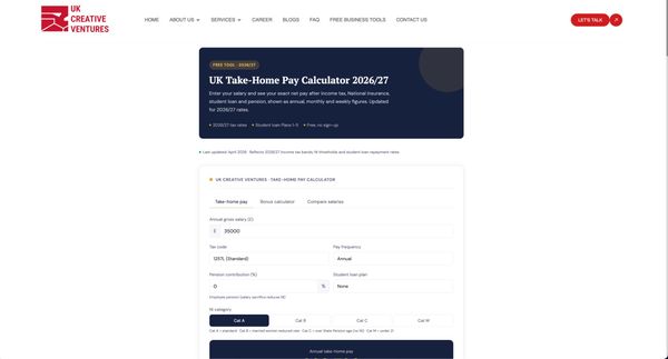 Screenshot of UK Take-Home Pay Calculator