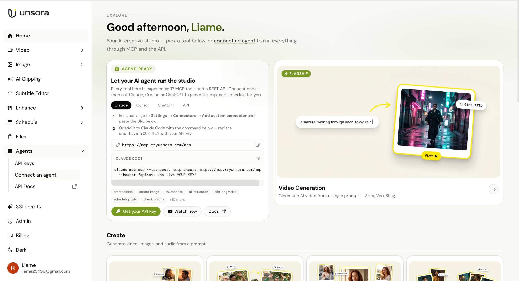 Screenshot of Unsora AI