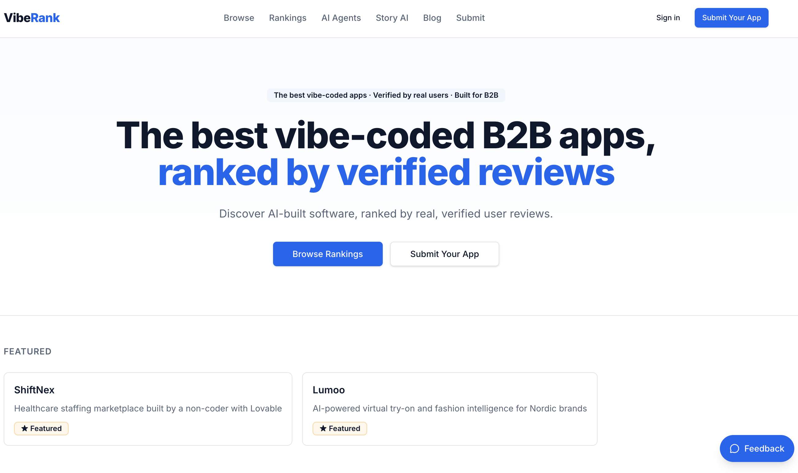 Screenshot of VibeCodeApps