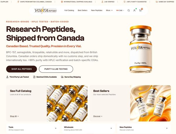 Screenshot of Volta Peptides