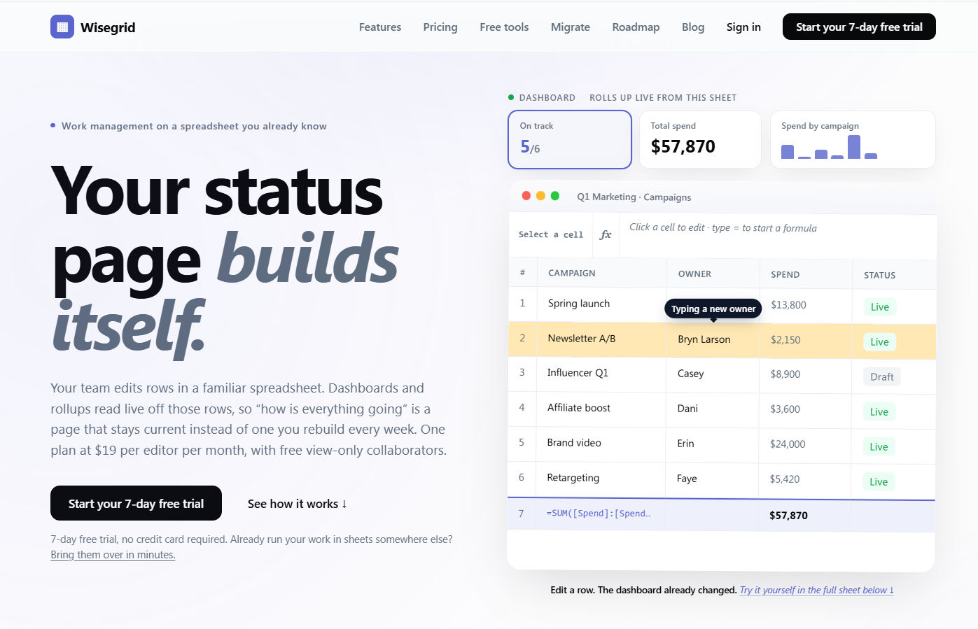 Screenshot of Wisegrid