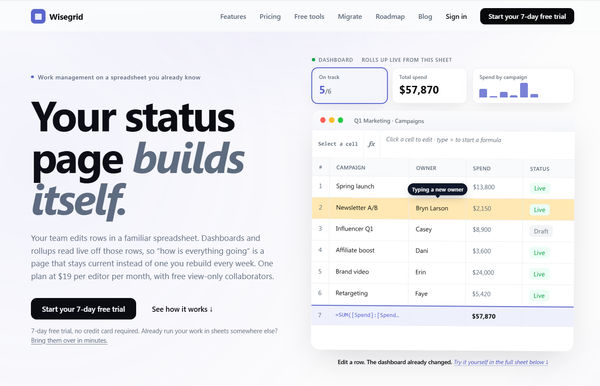 Screenshot of Wisegrid