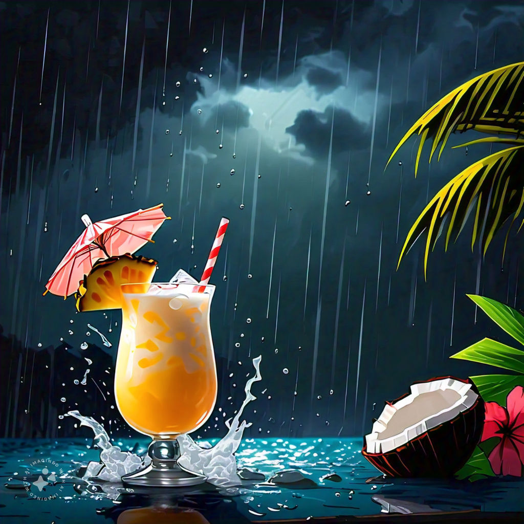 A visualization of the menu item "Caught in the Rain"