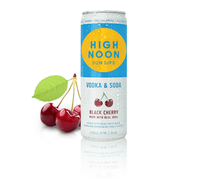 A visualization of the menu item "Black Cherry & Vodka Soda"