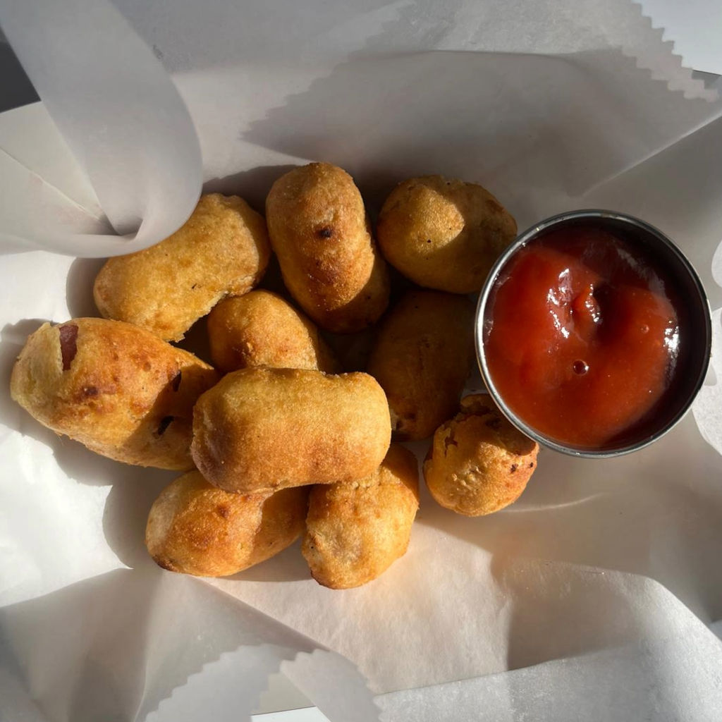A visualization of the menu item "Corndog Nuggets"