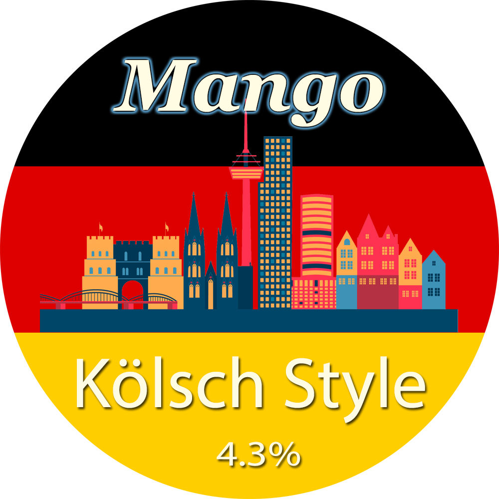 A visualization of the menu item "Mango Kölsch"