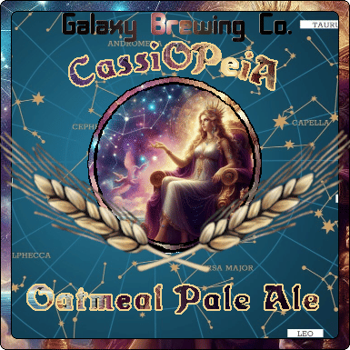 A visualization of the menu item "CassiOPeiA Oatmeal Pale Ale with Rosemary"