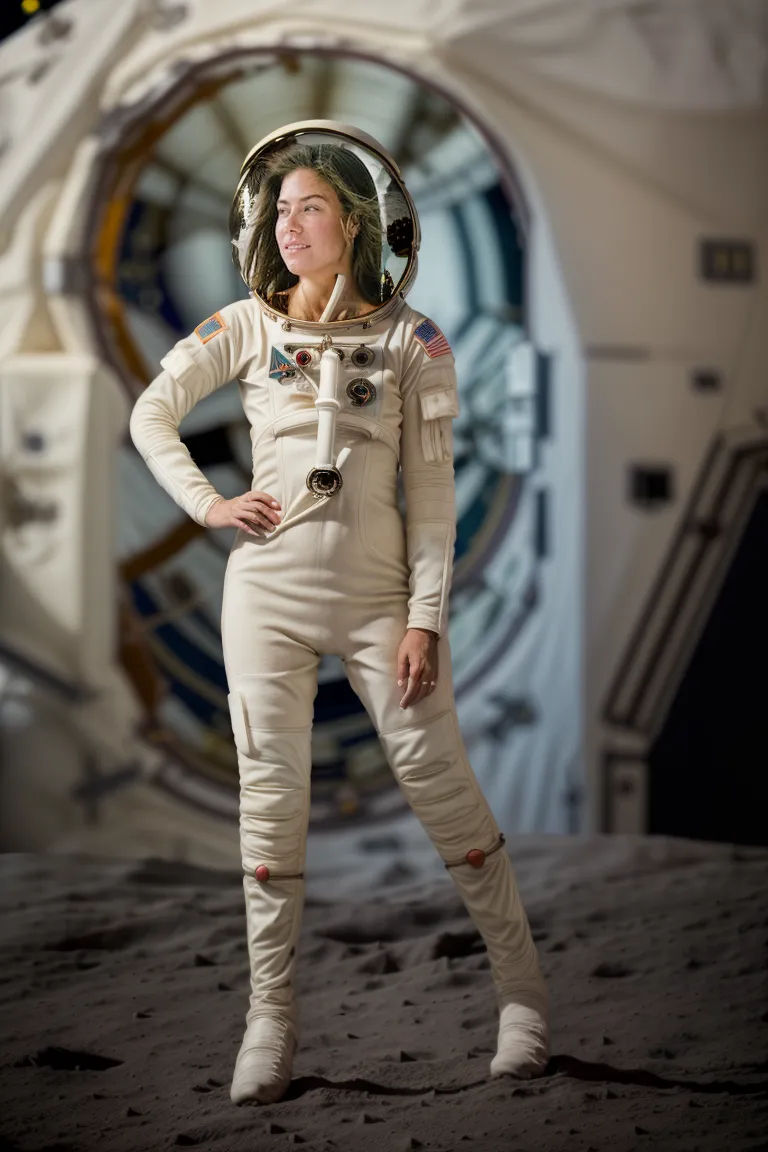 woman astronaut on the moon