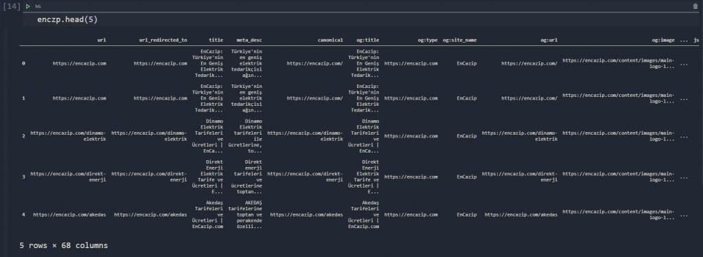 Dataframe for SEO with Pandas