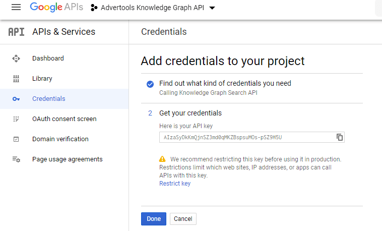 Google Developer Console API Key