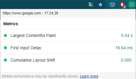 google core web vitals plugin Google Core Web Vitals Chrome Plugin