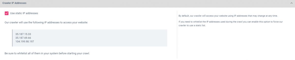 SEO Crawler IP Address.