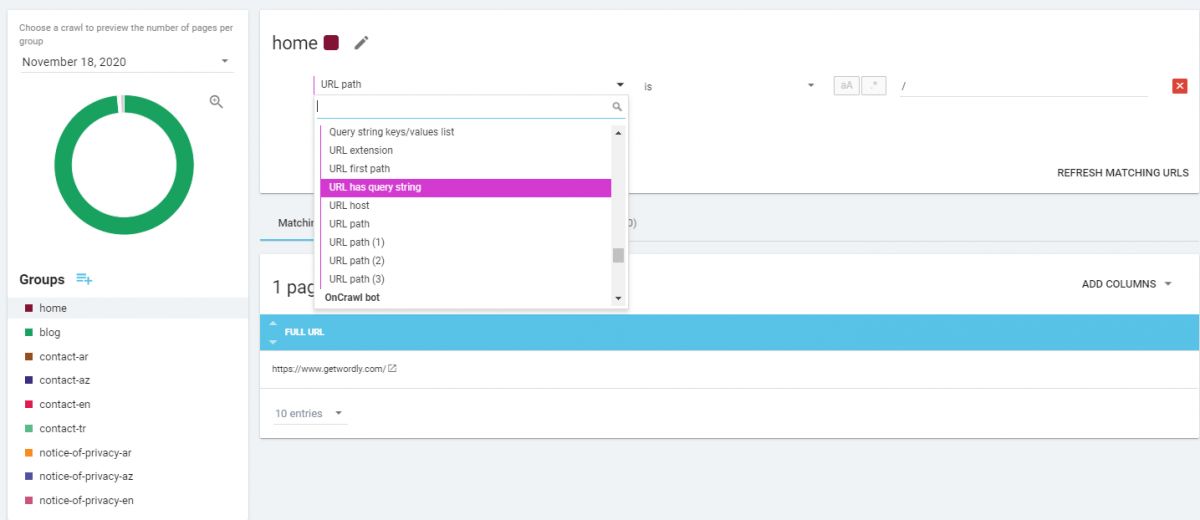 SEO Crawl and Custom Web Page Segmentation